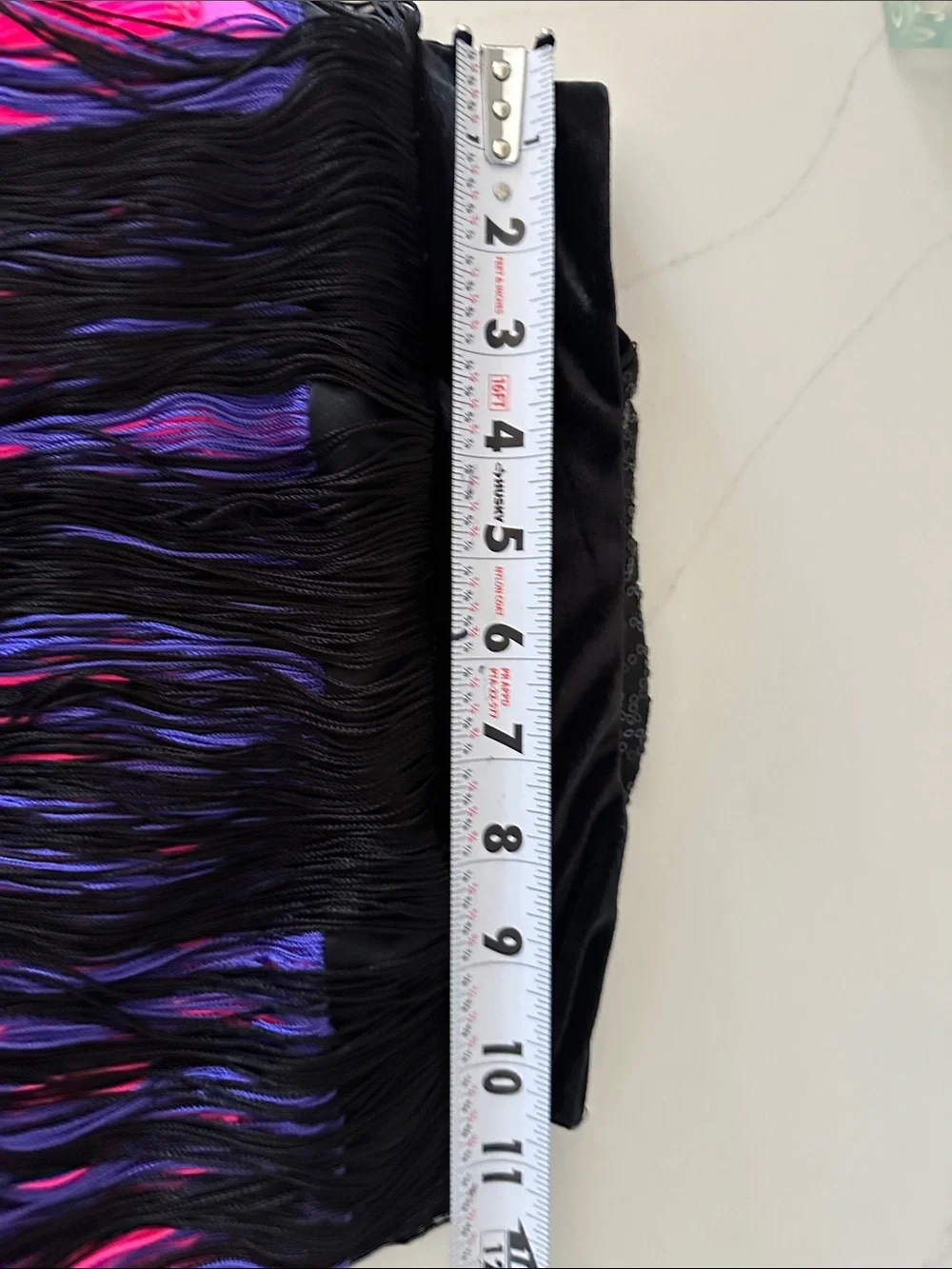 Black Sequin Dance Costume with Pink & Purple Fringe - Kids